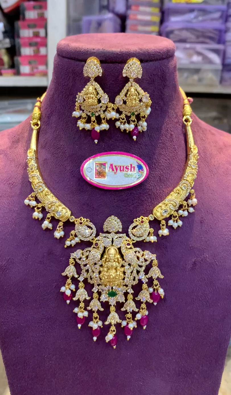 Kameswari Jewellers Pachi Work Haram Designs Pachi Necklace